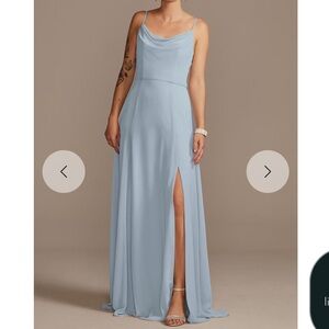 David’s Bridal Dusty Blue Bridesmaid Gown